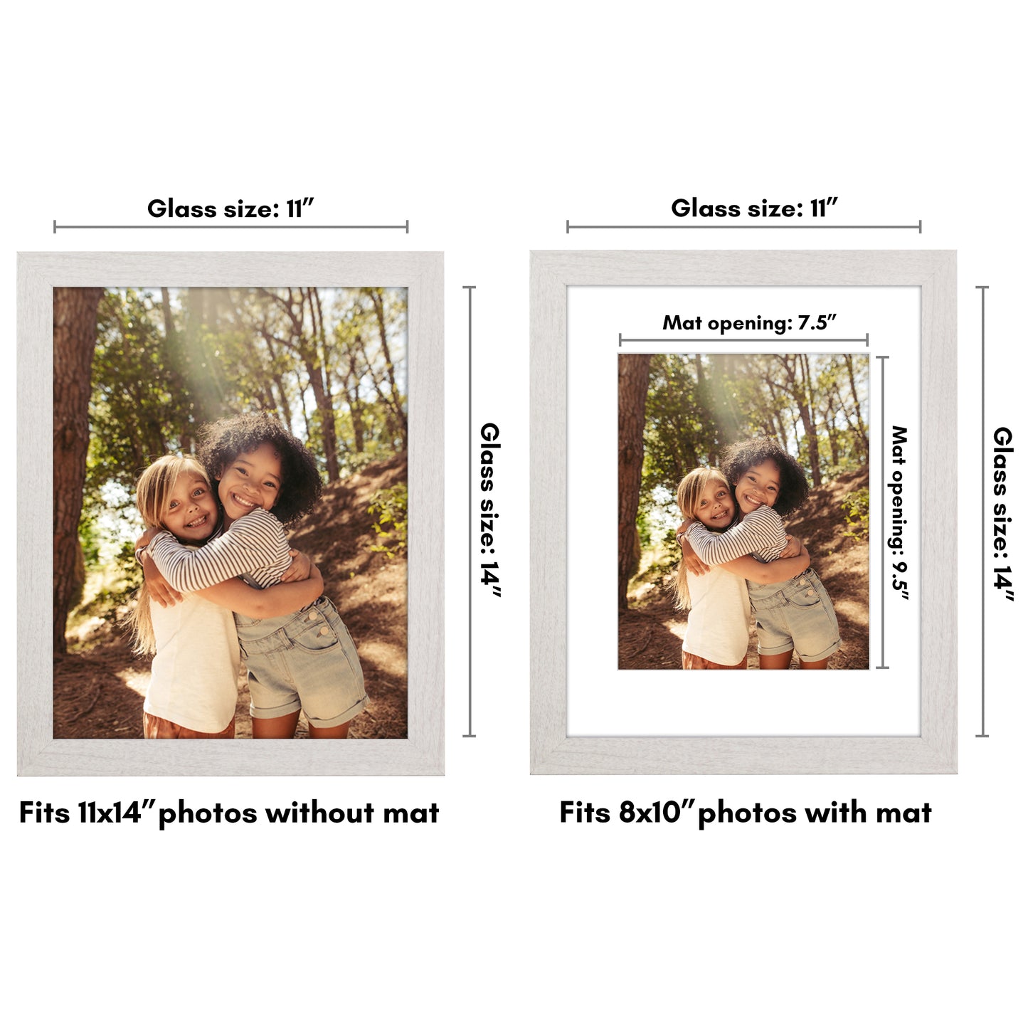 Wide Frame Picture Frame with Mat | Choose Size and Color