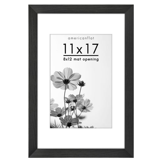 Wide Frame Picture Frame with Mat | Choose Size and Color