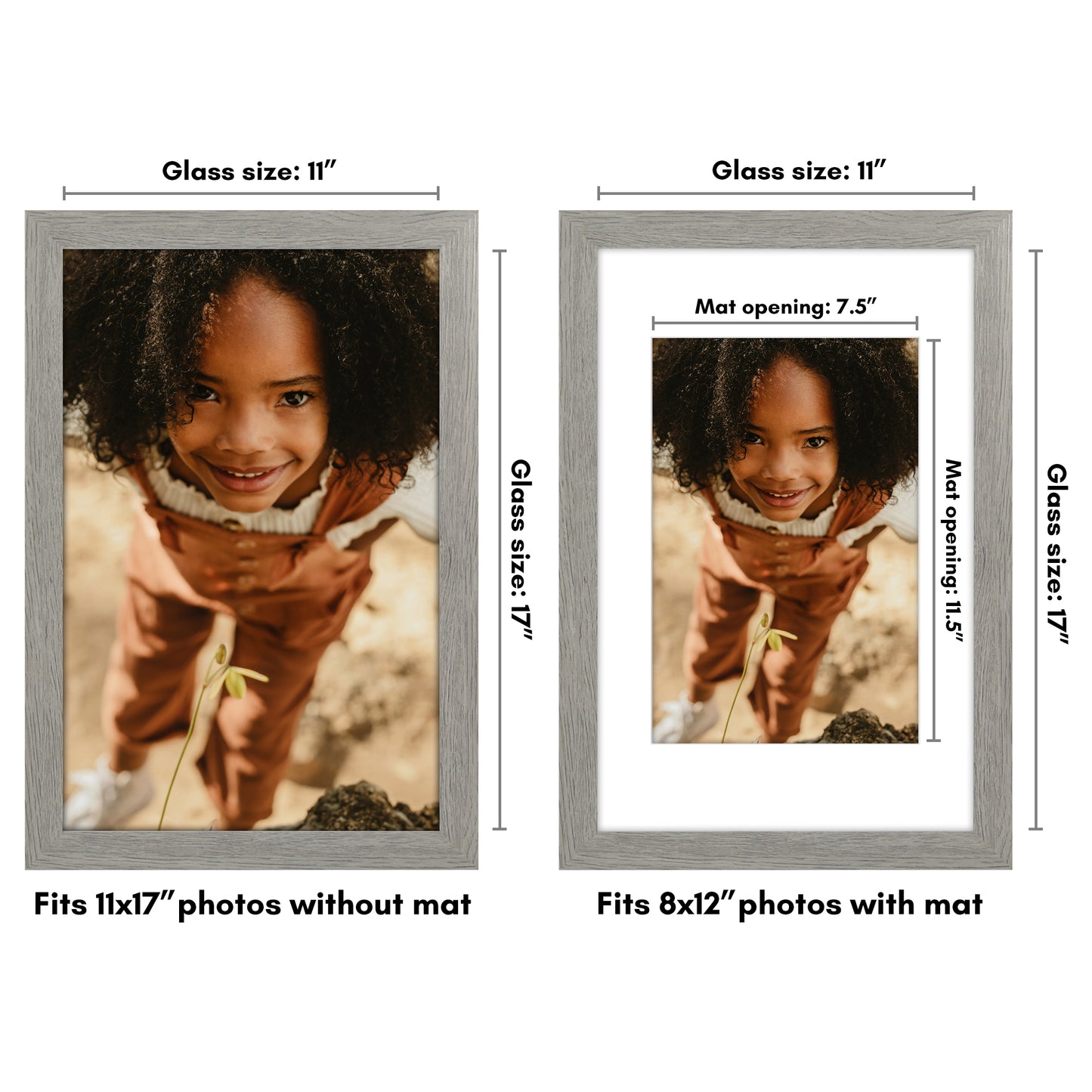 Wide Frame Picture Frame with Mat | Choose Size and Color