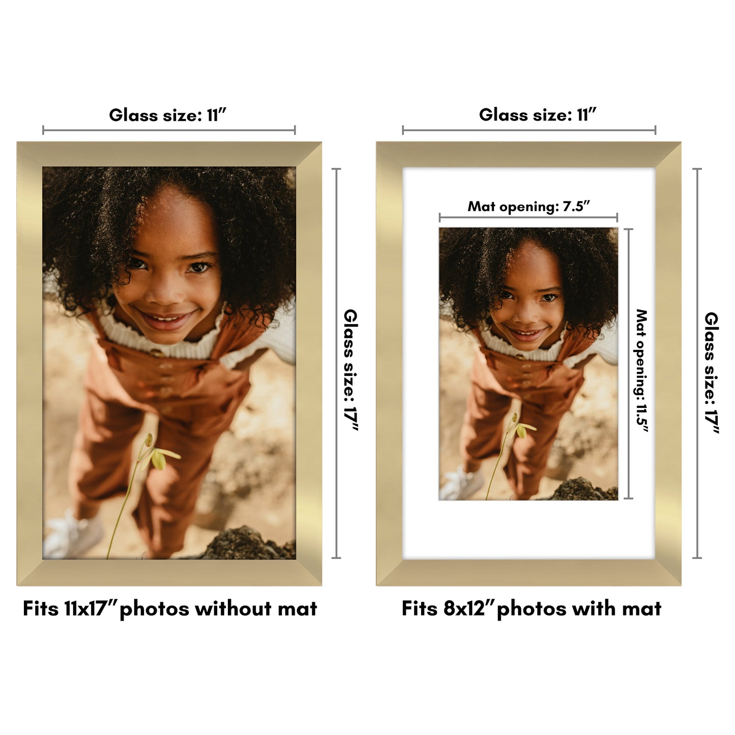 Wide Frame Picture Frame with Mat | Choose Size and Color