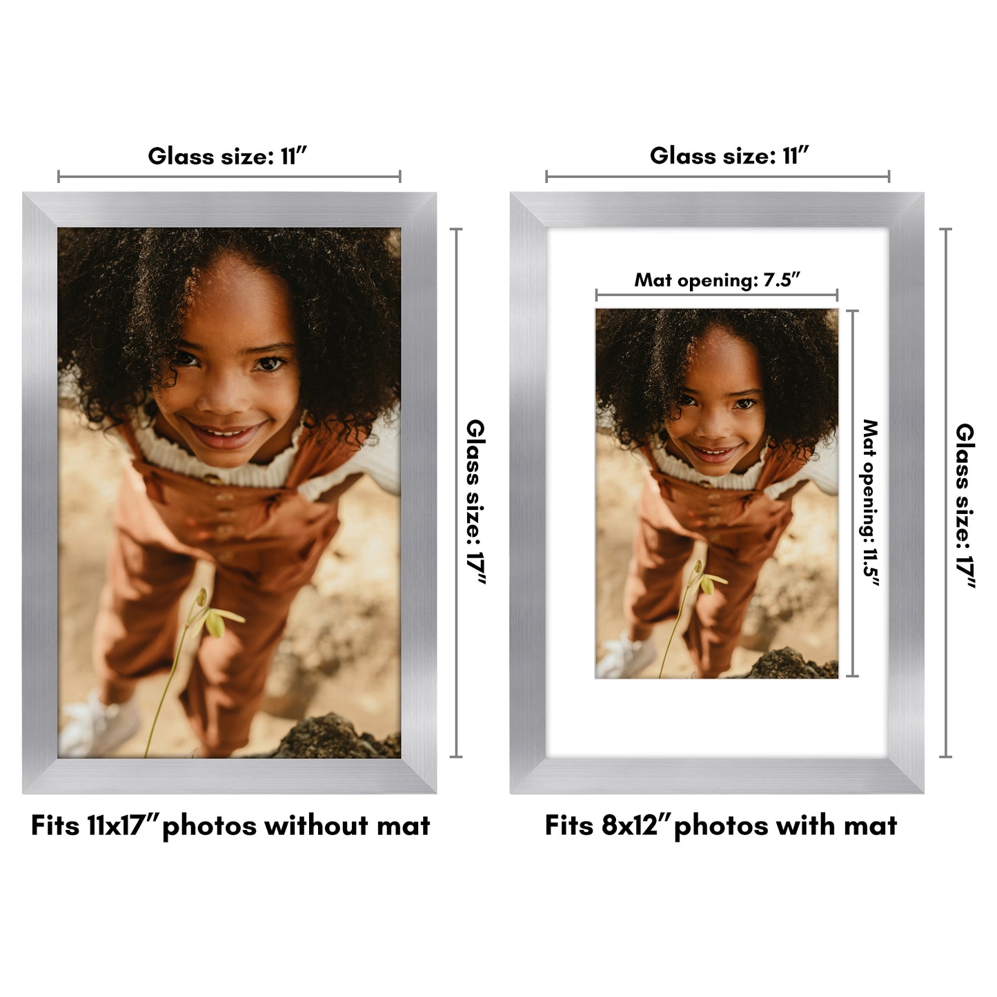 Wide Frame Picture Frame with Mat | Choose Size and Color