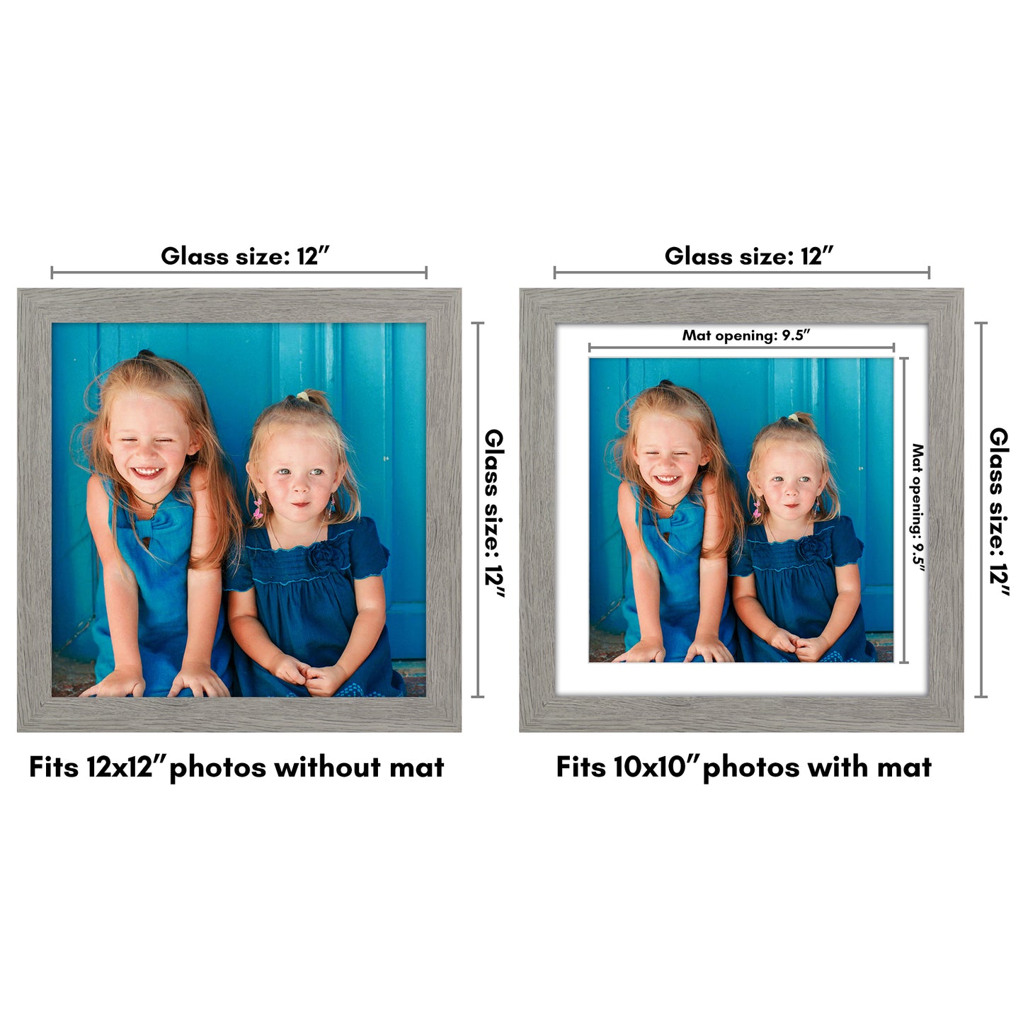 Wide Frame Picture Frame with Mat | Choose Size and Color