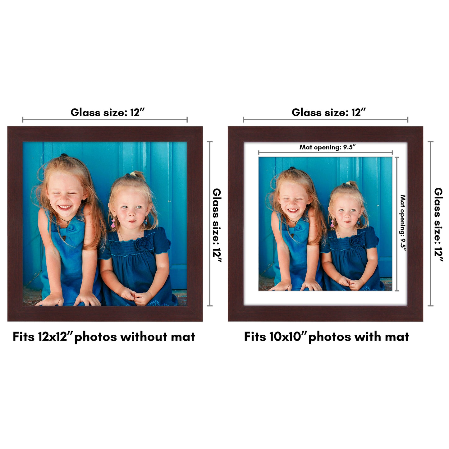 Wide Frame Picture Frame with Mat | Choose Size and Color