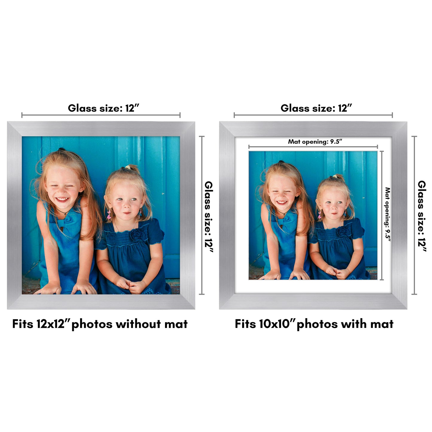 Wide Frame Picture Frame with Mat | Choose Size and Color