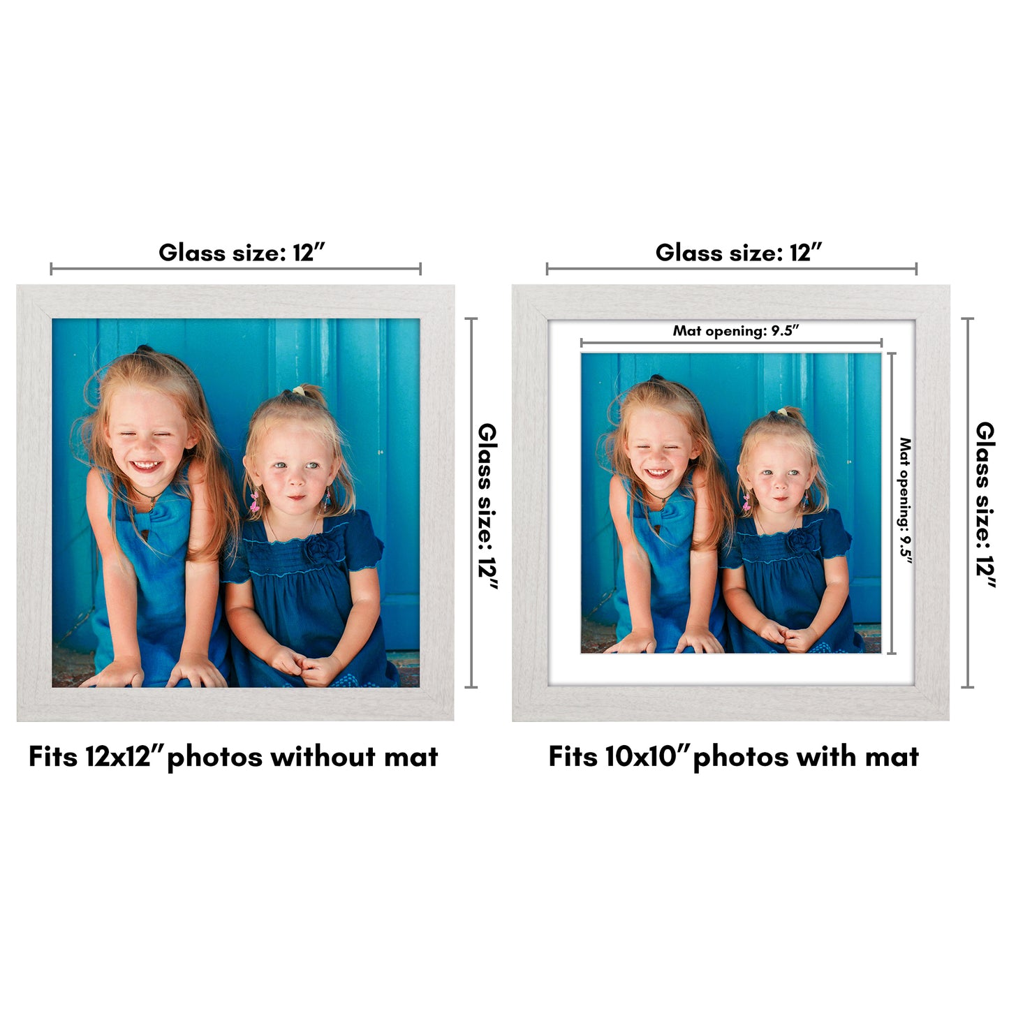 Wide Frame Picture Frame with Mat | Choose Size and Color