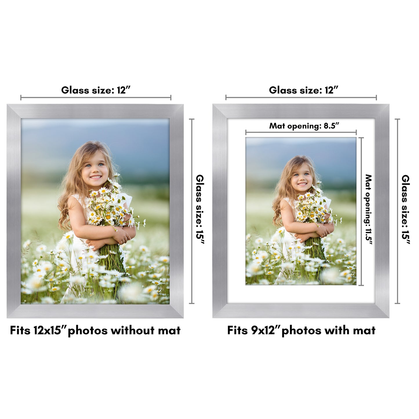 Wide Frame Picture Frame with Mat | Choose Size and Color