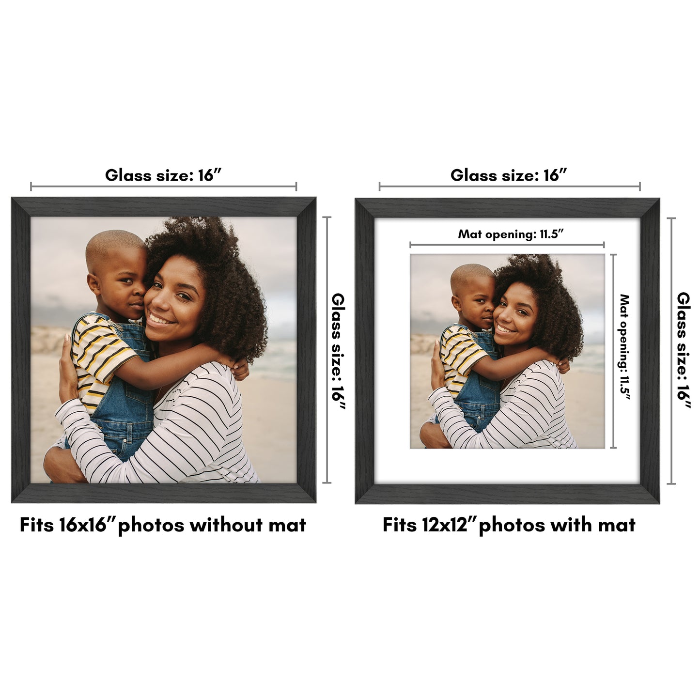 Wide Frame Picture Frame with Mat | Choose Your Size and Color