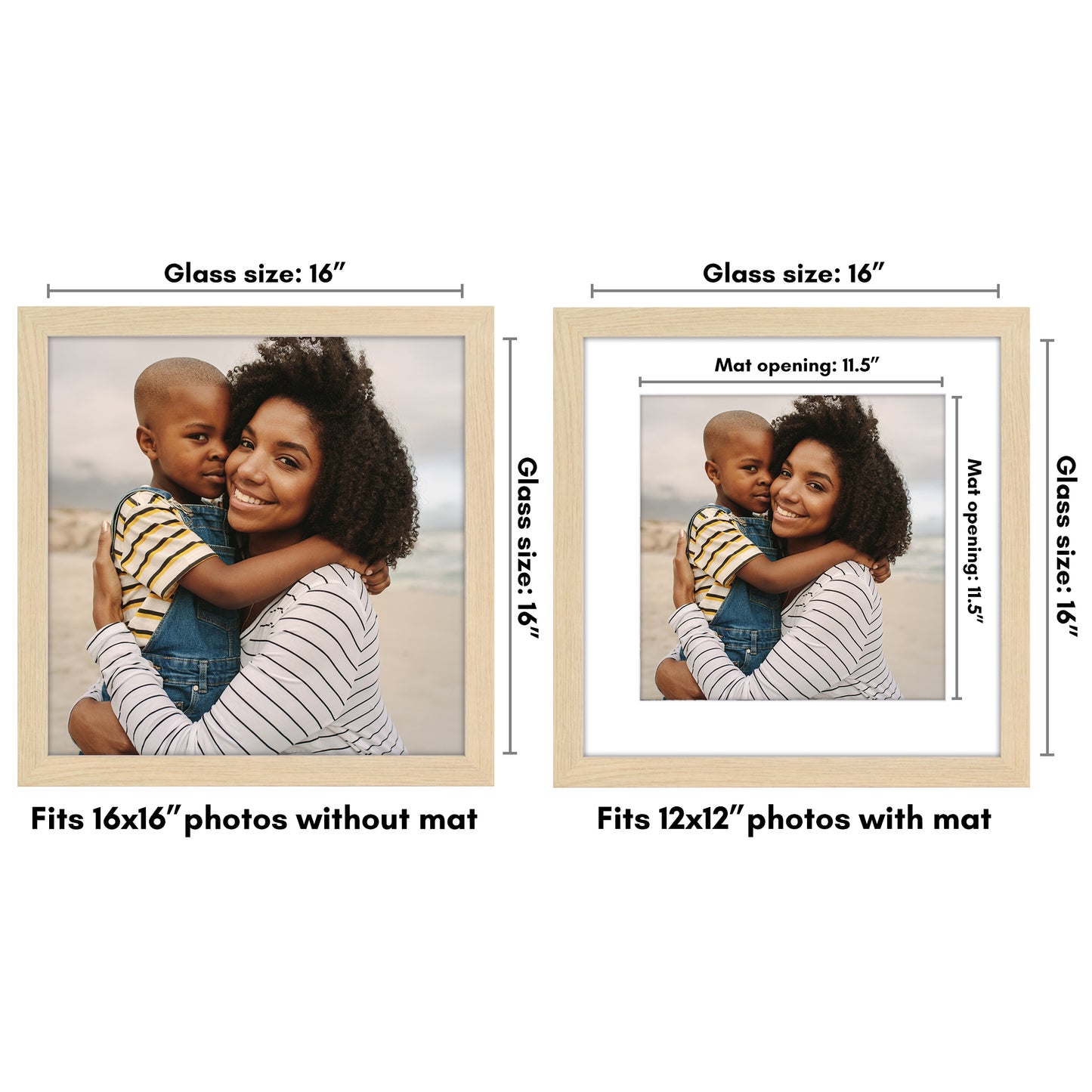 Wide Frame Picture Frame with Mat | Choose Your Size and Color