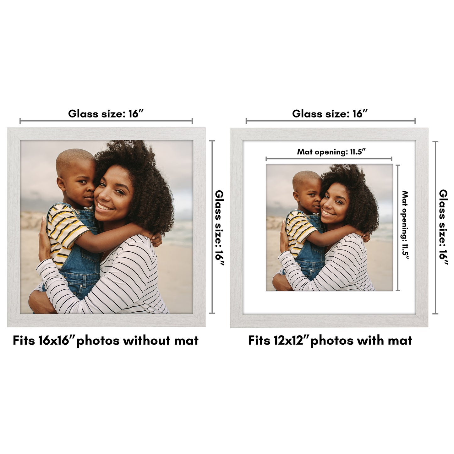 Wide Frame Picture Frame with Mat | Choose Your Size and Color