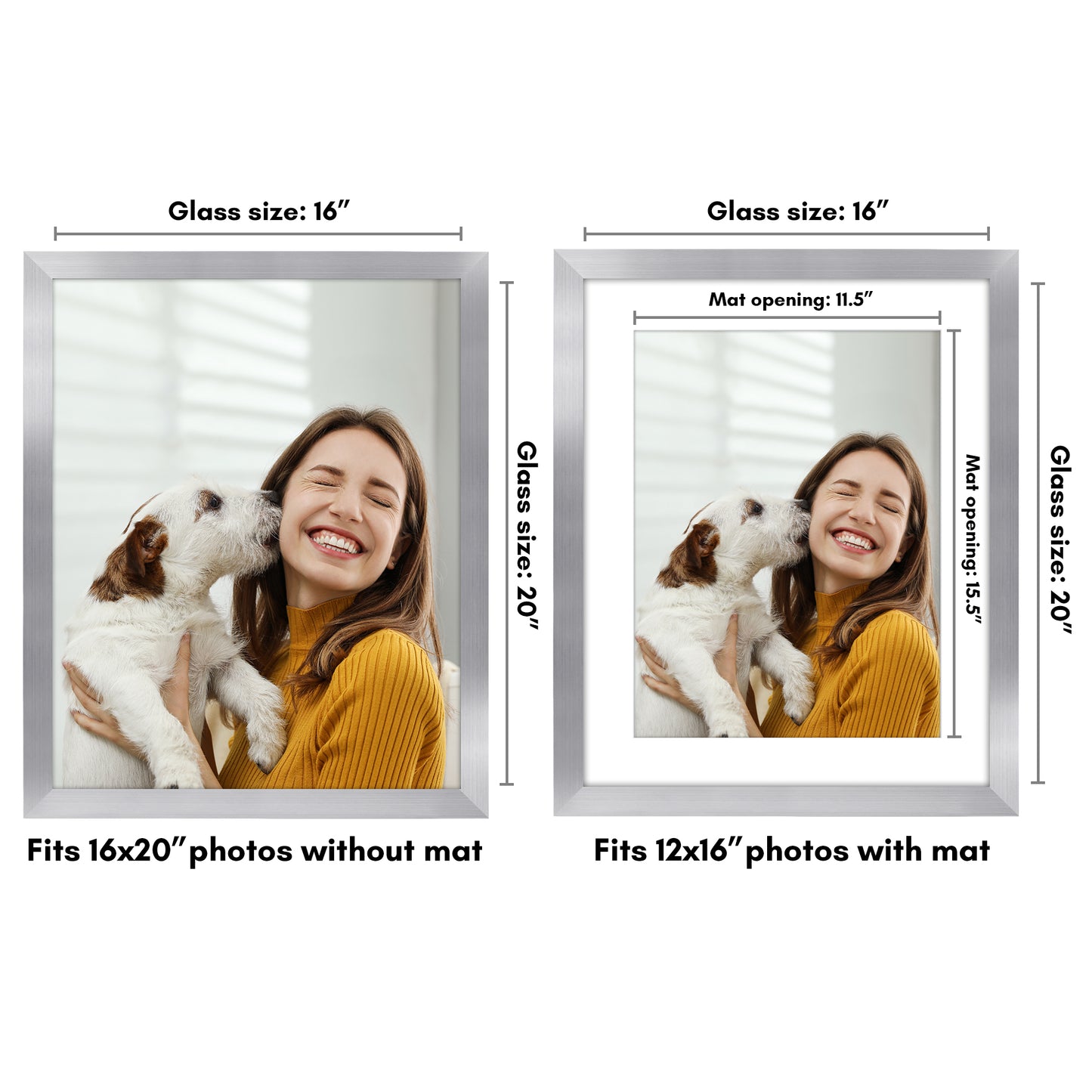 Wide Frame Picture Frame with Mat | Choose Your Size and Color