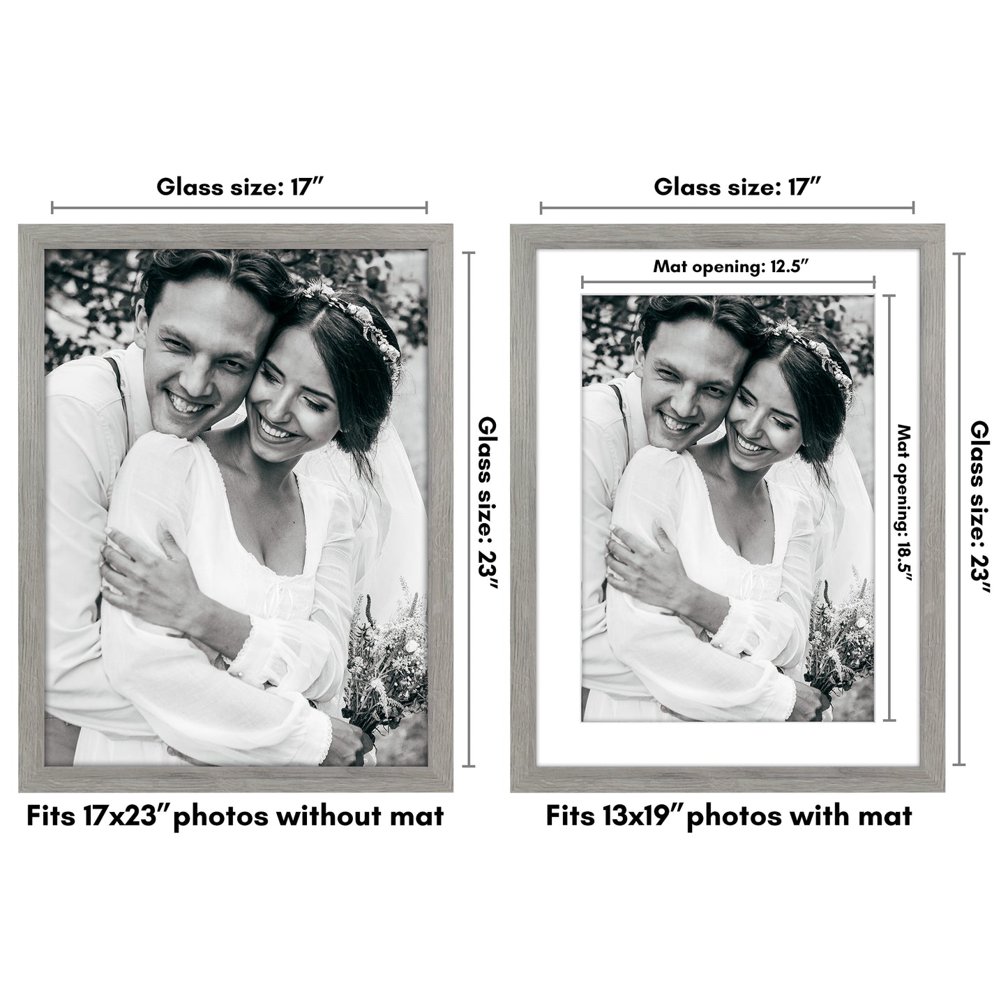 Wide Frame Picture Frame with Mat | Choose Your Size and Color