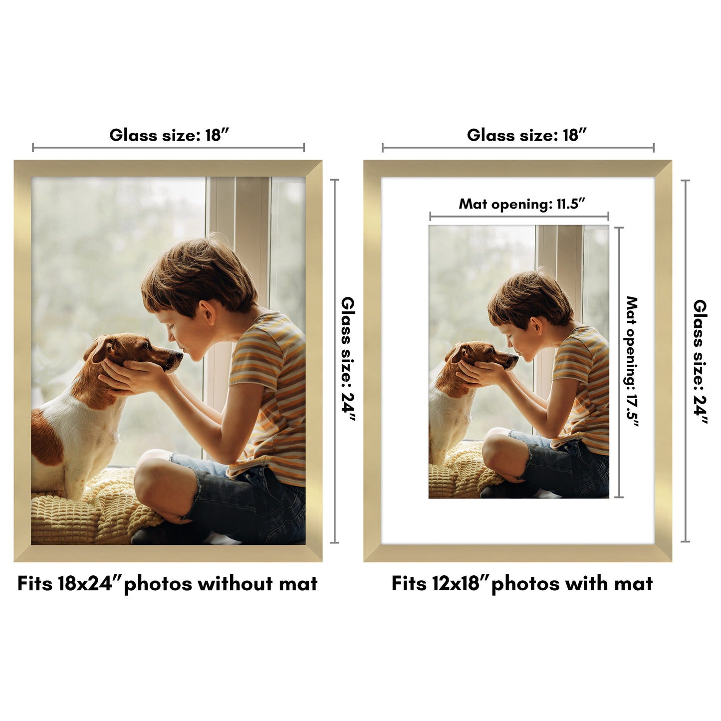 Wide Frame Picture Frame with Mat | Choose Your Size and Color