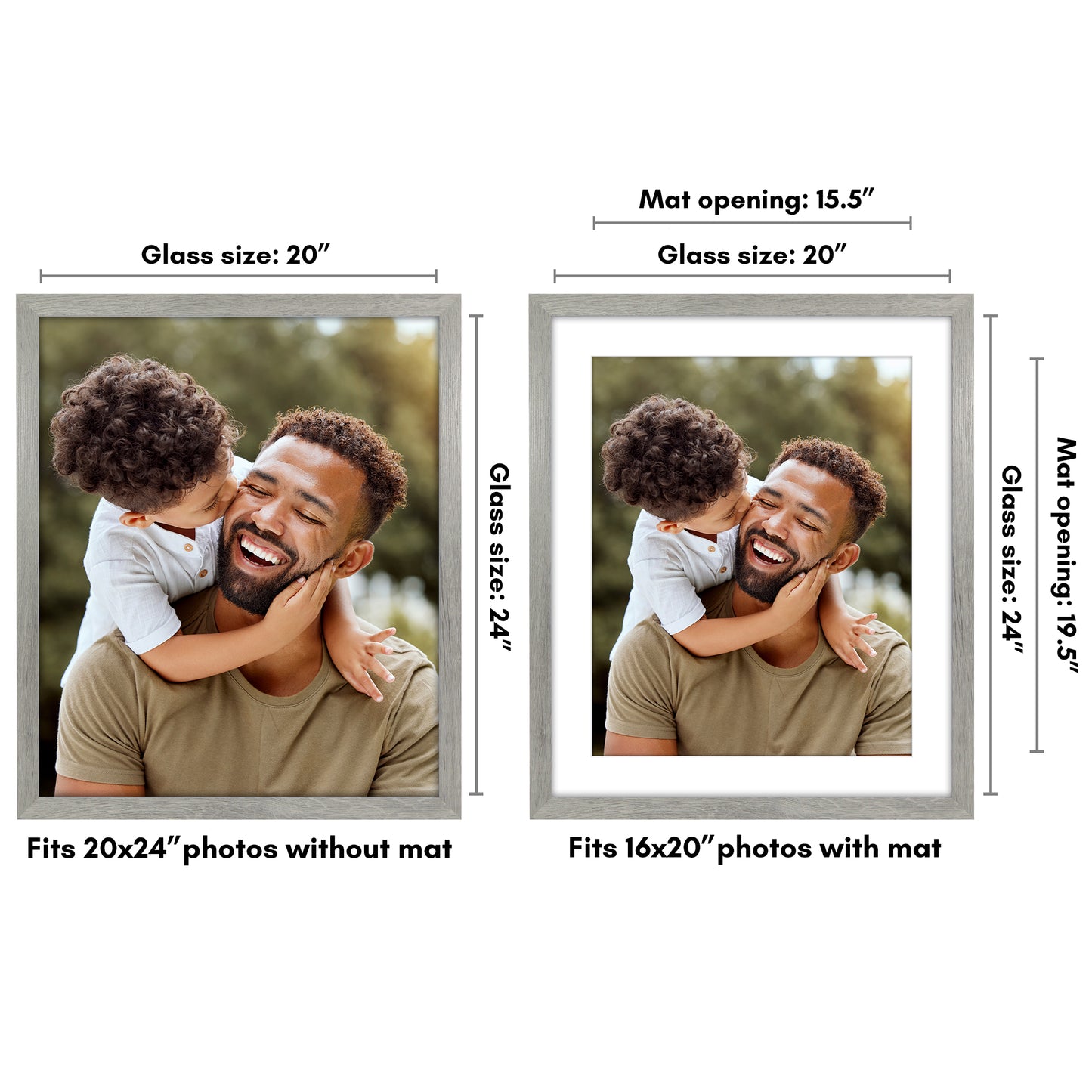 Wide Frame Picture Frame with Mat | Choose Your Size and Color