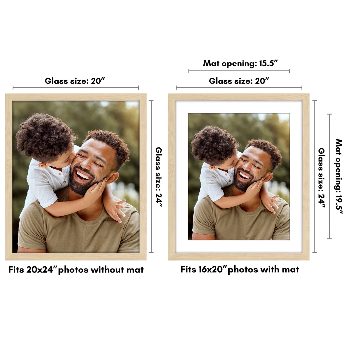 Wide Frame Picture Frame with Mat | Choose Your Size and Color