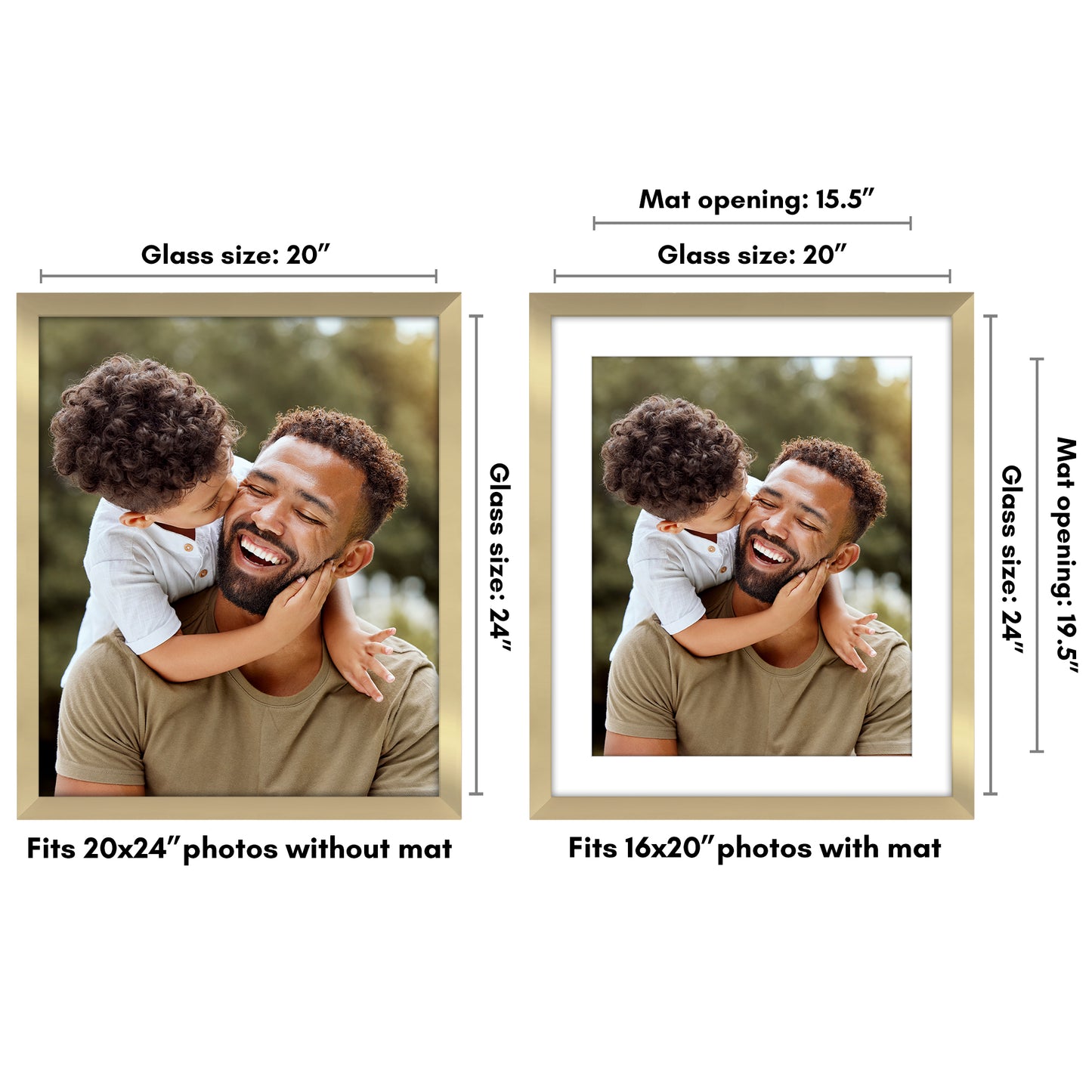 Wide Frame Picture Frame with Mat | Choose Your Size and Color