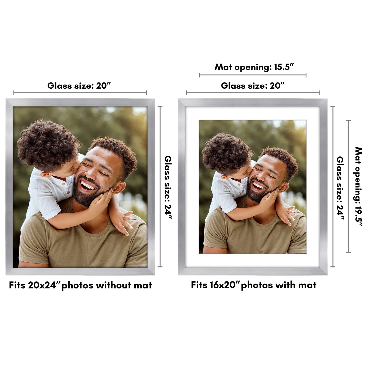 Wide Frame Picture Frame with Mat | Choose Your Size and Color