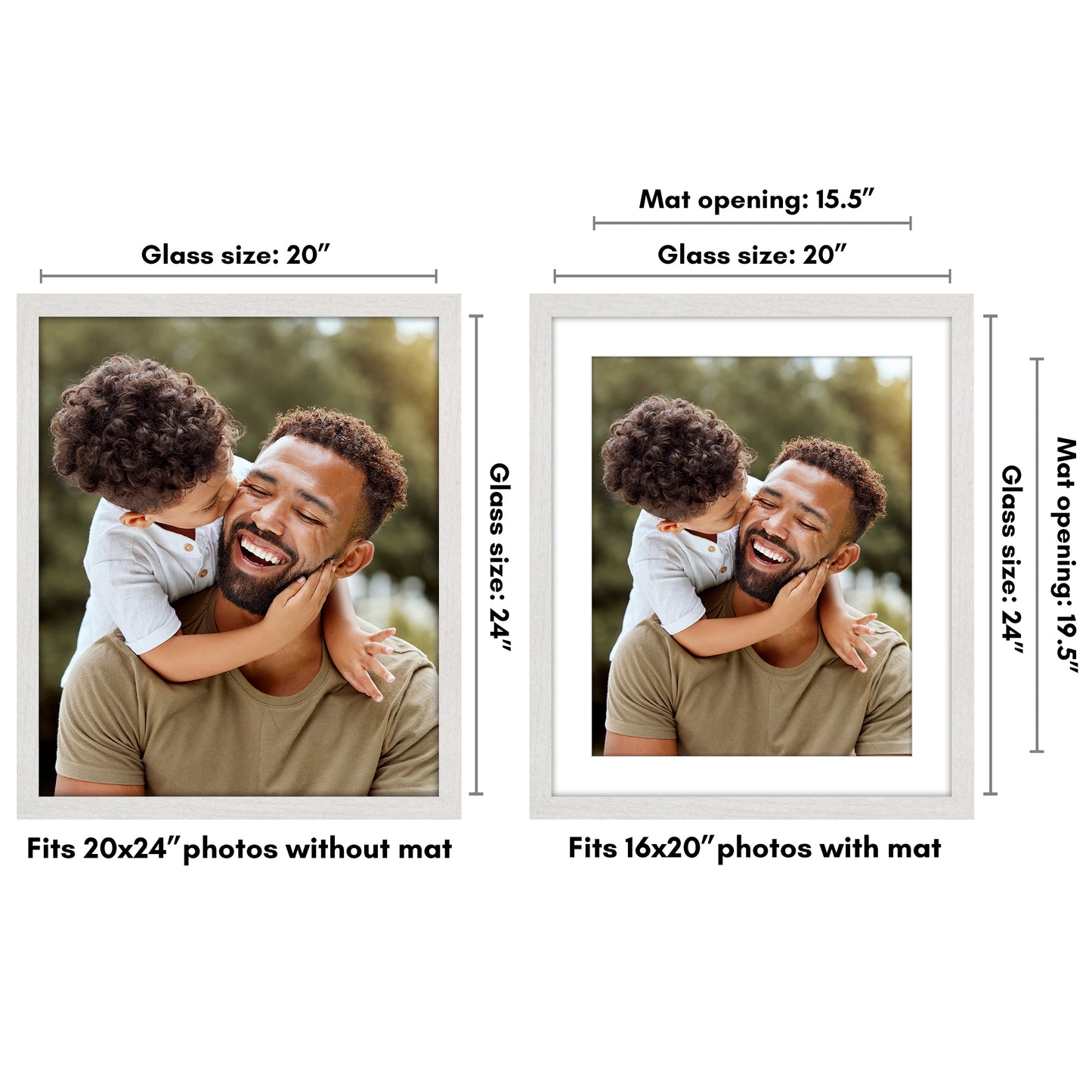 Wide Frame Picture Frame with Mat | Choose Your Size and Color