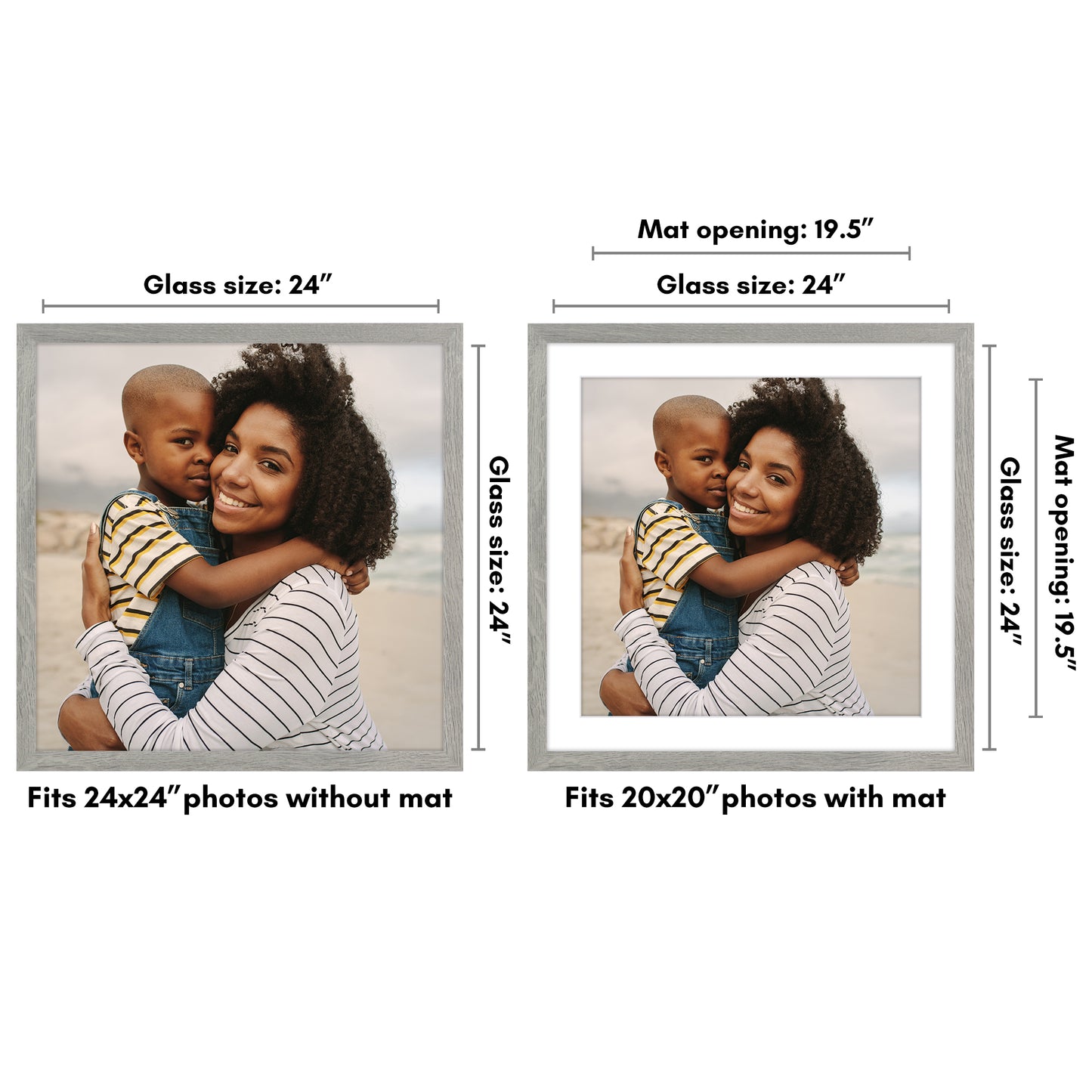 Wide Frame Picture Frame with Mat | Choose Your Size and Color