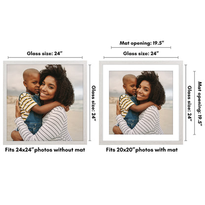 Wide Frame Picture Frame with Mat | Choose Your Size and Color