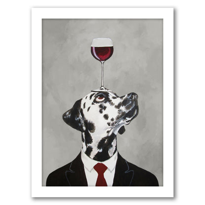Dalmatian With Wineglass By Coco De Paris - Framed Print