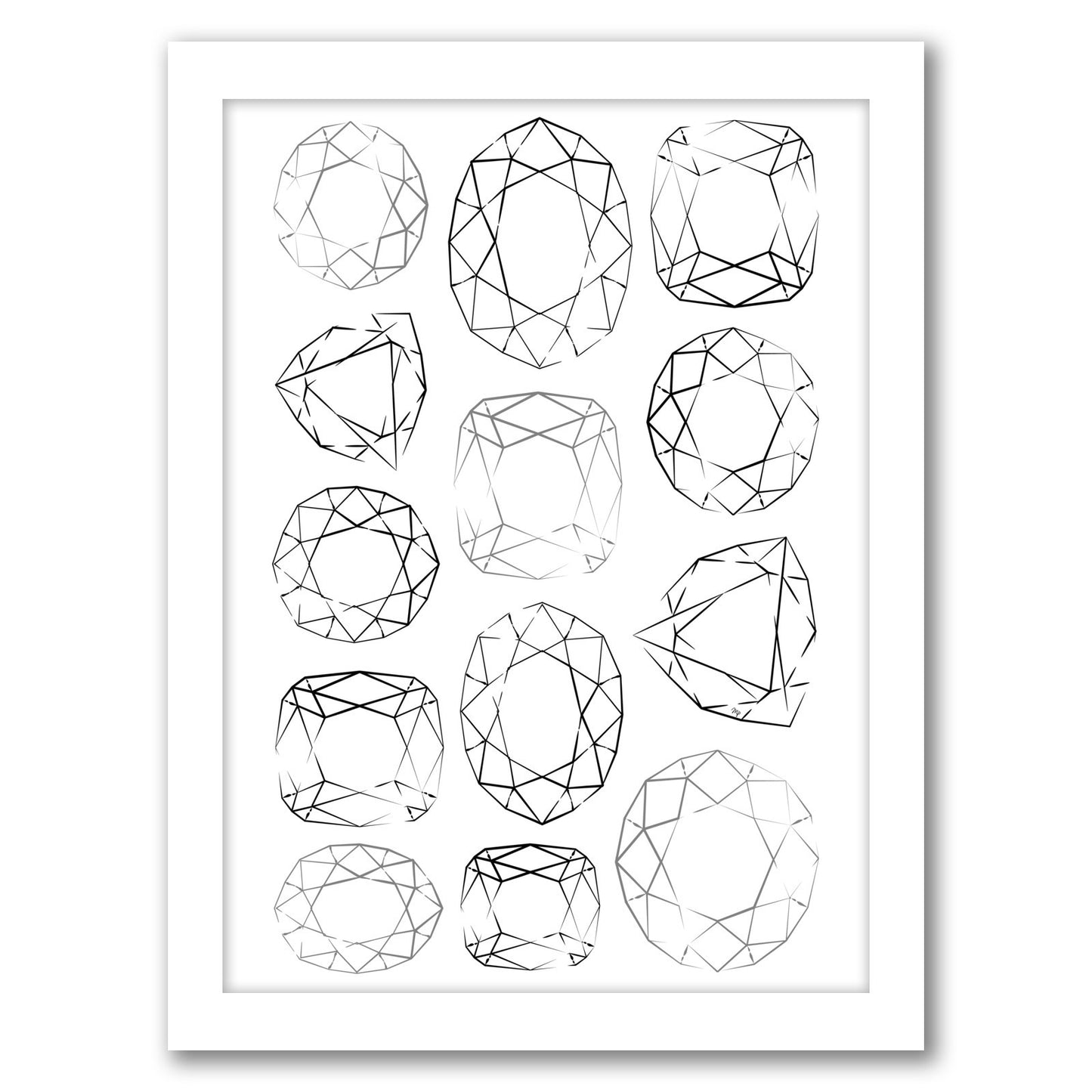 Diamonds By Martina - White Framed Print