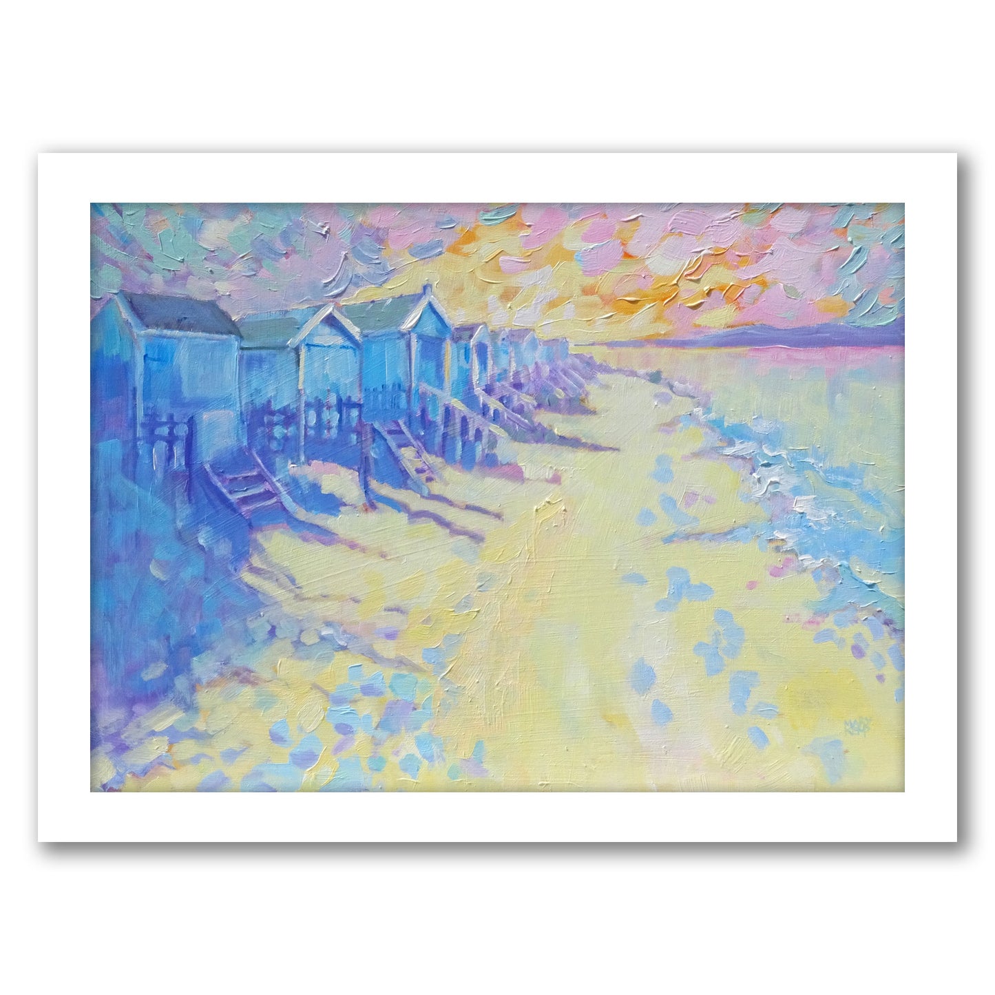 Beach Huts By Mary Kemp - White Framed Print