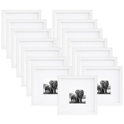 Picture Frame in White with Shatter Resistant Glass and Easel Stand for Wall and Tabletop - 8" x 8" - Pack of 15 - Picture Frame - Americanflat
