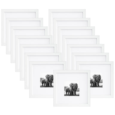 Picture Frame in White with Shatter Resistant Glass and Easel Stand for Wall and Tabletop - 8" x 8" - Pack of 15 - Picture Frame - Americanflat