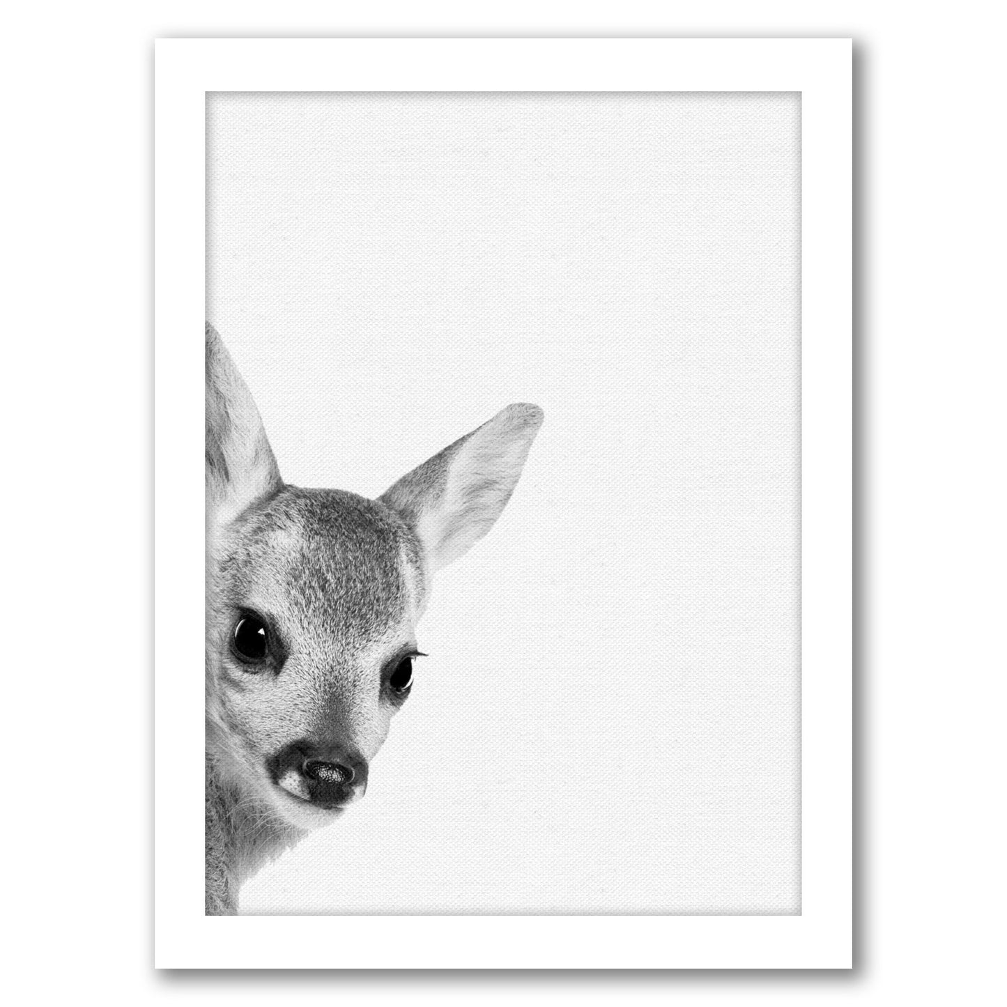 Baby Deer By Nuada - White Framed Print