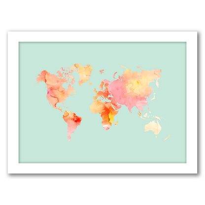World Map Pastel Watercolor by Amy Brinkman Framed Print