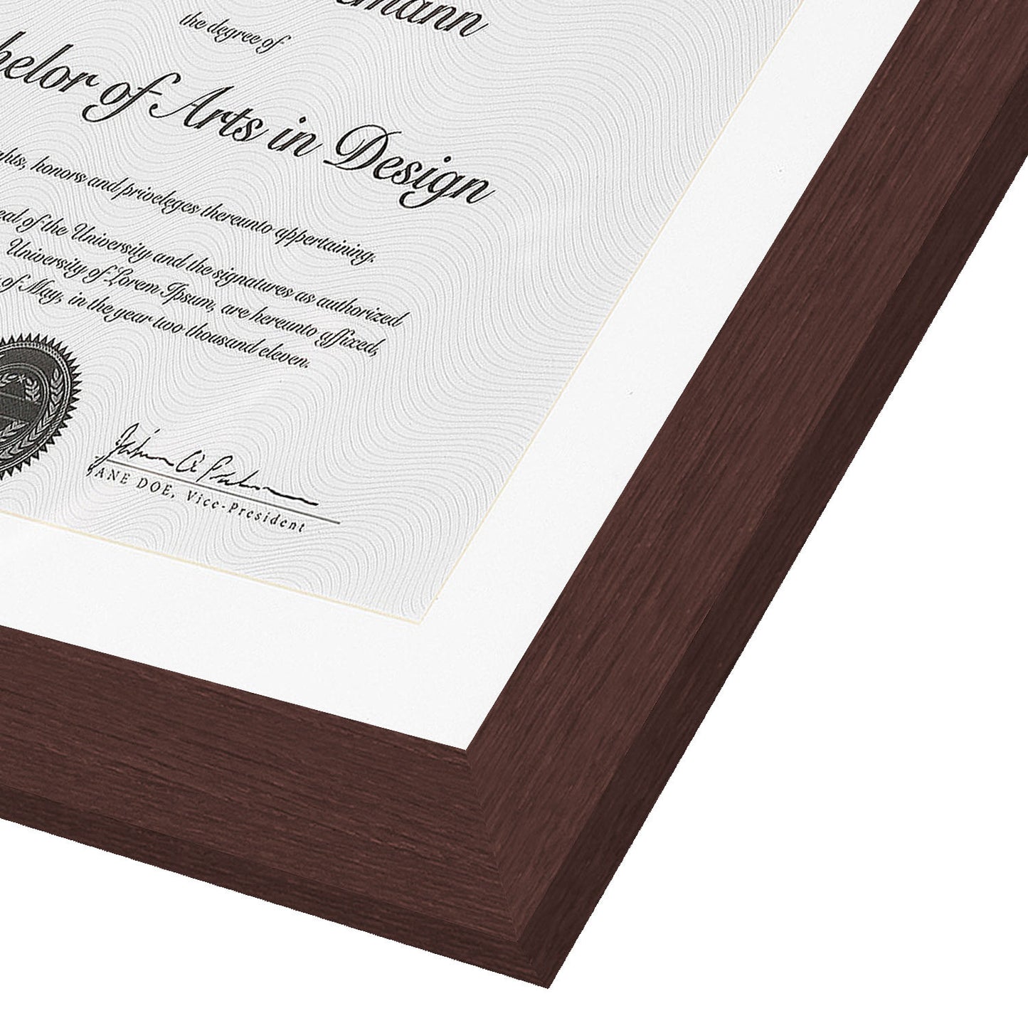 Document Frame Mahogany with Polished Shatterproof Glass for Wall - Acid Free - 11" x 14" - Picture Frame - Americanflat