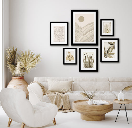 Modern Tropical Gentle Sunrise - 6 Piece Framed Gallery Wall Set