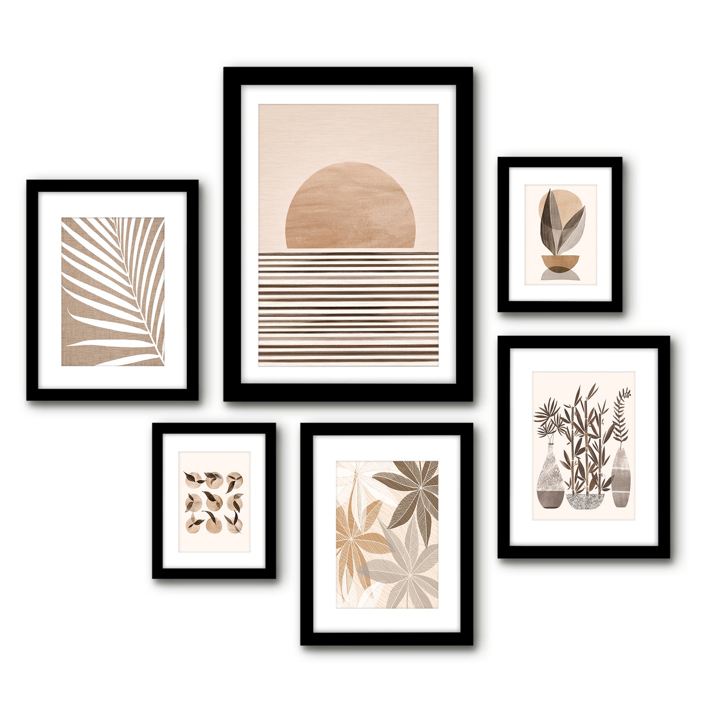 Modern Tropical Cozy Evening - 6 Piece Framed Gallery Wall Set