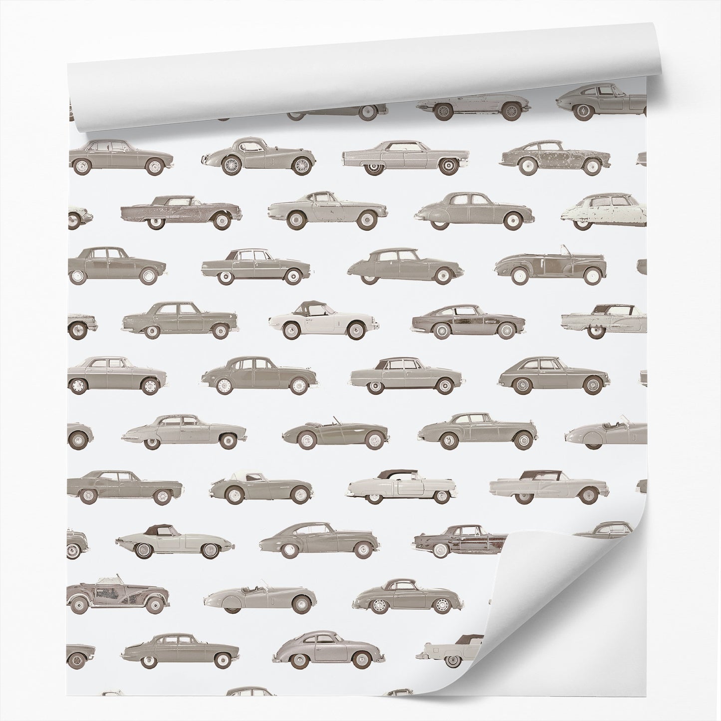 Peel & Stick Wallpaper Roll - Gray Vintage Cars Boys by DecoWorks