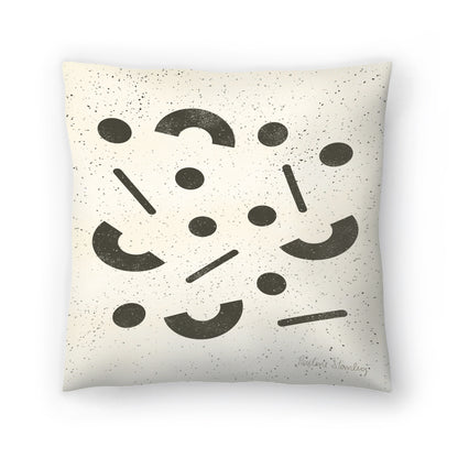 Jumbled Shapes Black Cream by Pauline Stanley - Pillow
