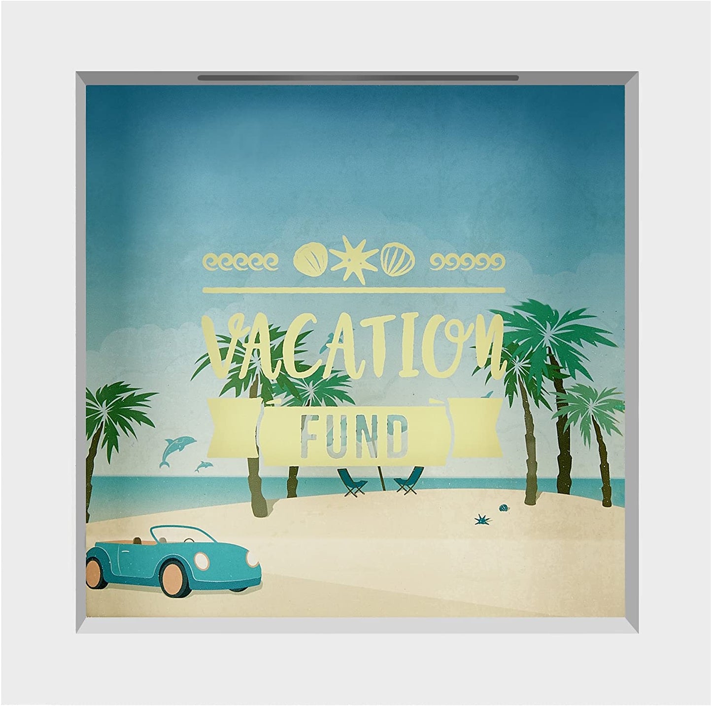 Vacation Fund Shadow Box Frame in White with Polished Glass for Wall and Tabletop - 6" x 6" - Shadow Box - Americanflat