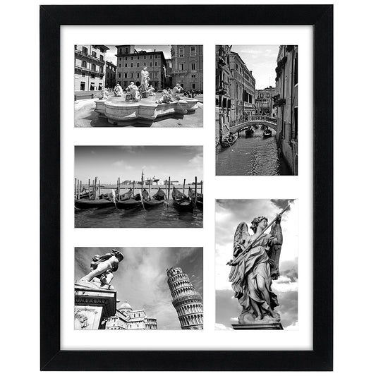 Collage Picture Frame with Five Displays of 4" x 6" MDF & Shatter Resistant Glass - Wall Mounted - Picture Frame - Americanflat