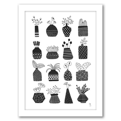 Ornamental Vases Monochrome by Tracie Andrews - Framed Print