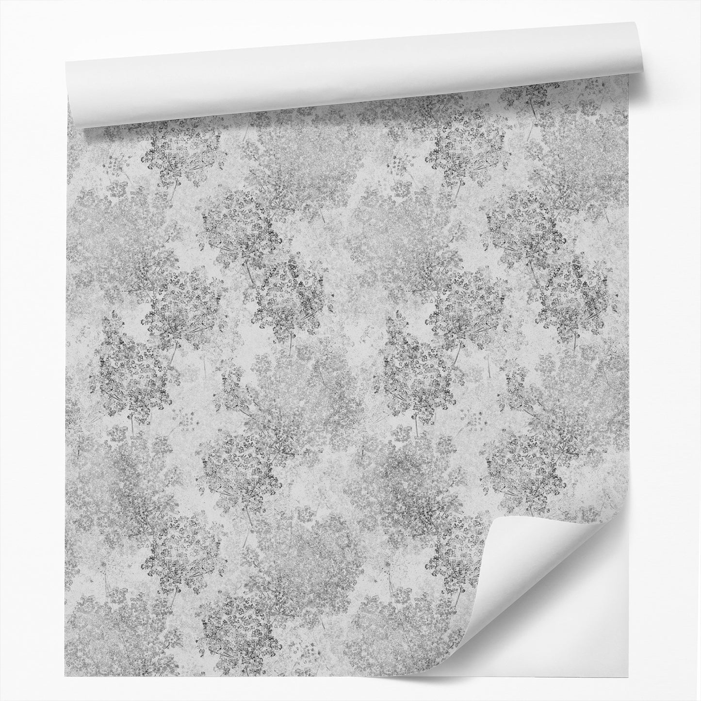 Peel & Stick Wallpaper Roll - Gray Spring Elder Flowers by DecoWorks