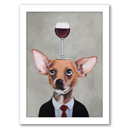 Chihuahua With Wineglass By Coco De Paris - Framed Print