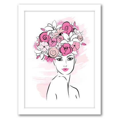 Flowergirl By Martina - White Framed Print