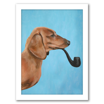 Dachshund With Pipe By Coco De Paris - Framed Print