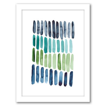 Blue Green Strokes By Lisa Nohren - Framed Print