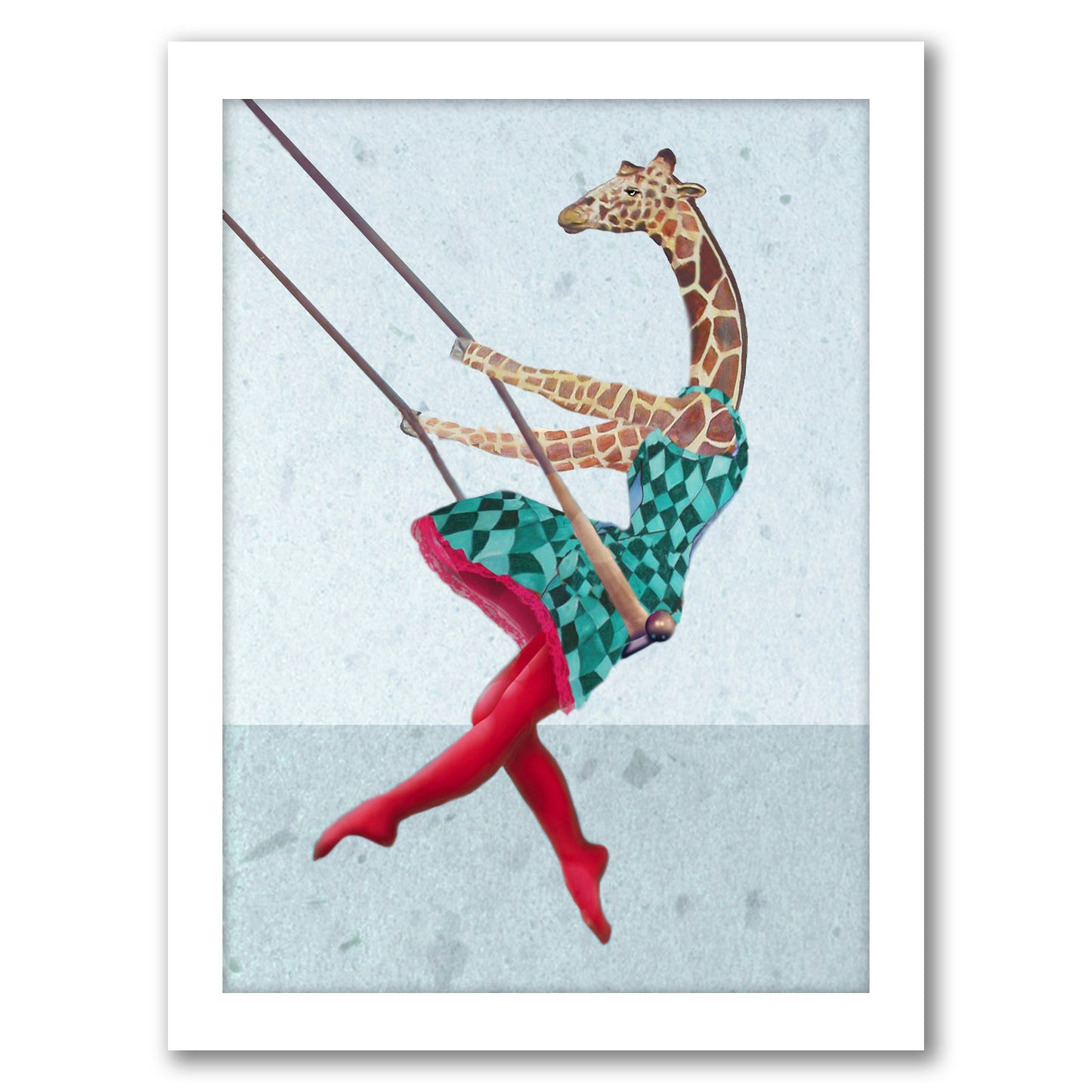 Giraffe On A Swing Right By Coco De Paris - Framed Print