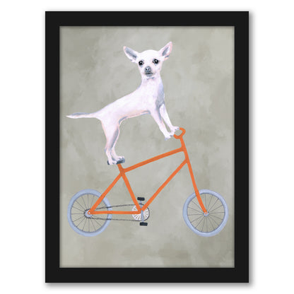 Chihuahua On Bicycle By Coco De Paris - Framed Print
