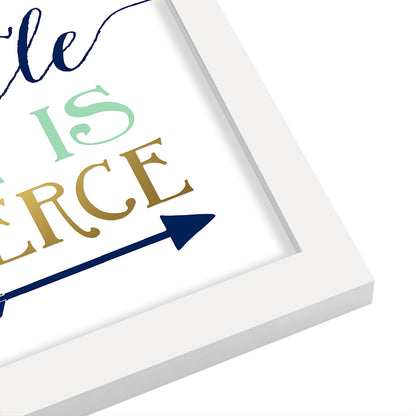 He Is Fierce  Navy Mint By Wall + Wonder - White Framed Print