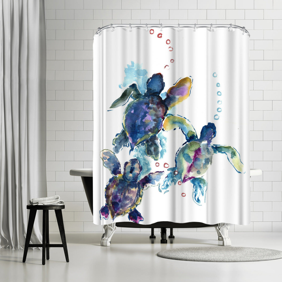 71" x 74" Decorative Shower Curtain with 12 Hooks, Baby Sea Turtles 3 by Suren Nersisyan