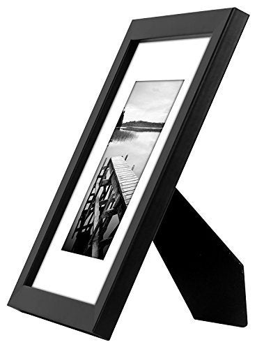 Americanflat 8x10 Black Picture Frame - Made to Display Pictures 5x7 with Mat or Without