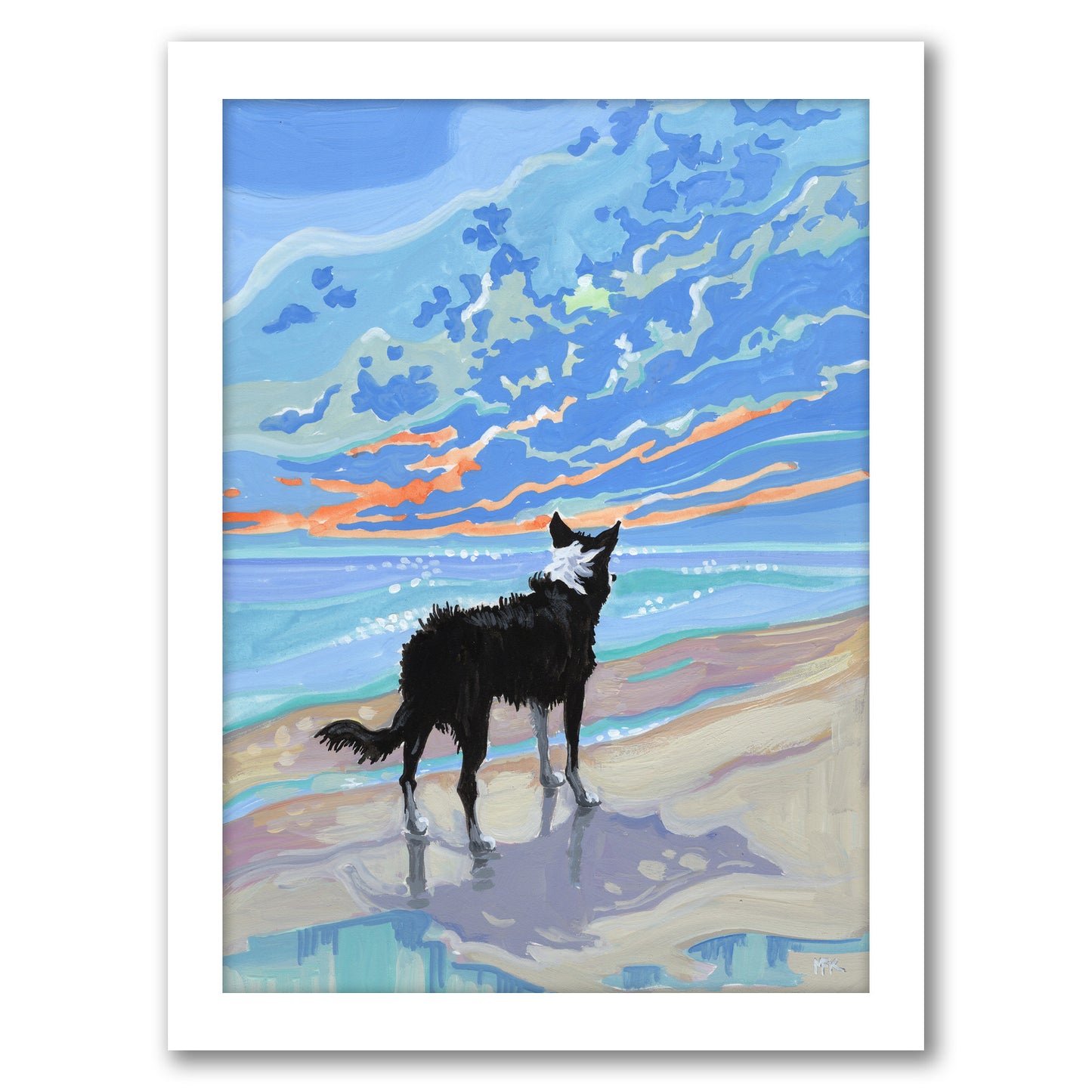 Boder Collie At Sunset By Mary Kemp - Framed Print