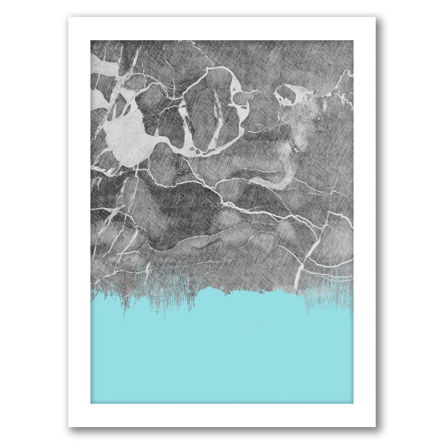 Crayon Marble With Light Blue by Emanuela Carratoni - Framed Print